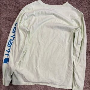 Carhartt Light Green Long Sleeve Shirt with Blue Logo